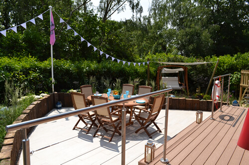 The Personalised Lifebuoy in the finished nautical garden as featured on Love Your Garden
