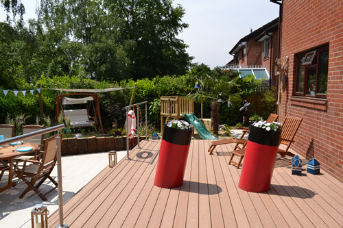 The Personalised Lifebuoy in the finished nautical garden as featured on Love Your Garden