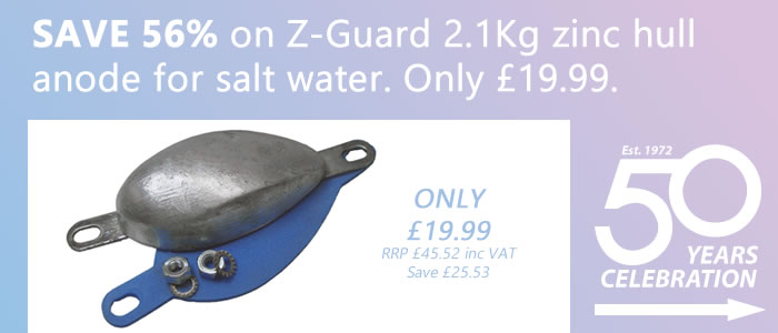 SAVE 56% on Z-Guard 2.1Kg zinc hull anode for salt water. Only £19.99.