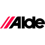 Alde Logo The brand name ALDE in black lettering with wo red 'forward slashes' before the text.