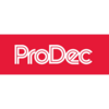 White ProDec lettering with red background