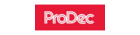 White ProDec lettering with red background