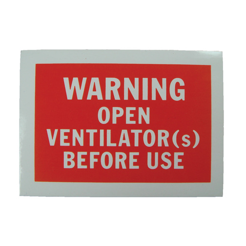 Information Label - Warning Open Ventilator(s) Before Use
