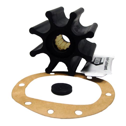 Jabsco 13554-0001-P Raw Water Pump Impeller Repair Kit For Marine Inboard Engines - Spline Drive, Brass/Neoprene