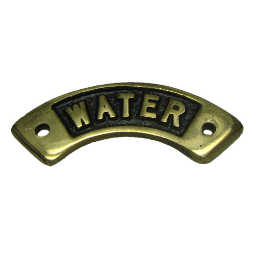 Brass Deck Filler Name Plate - Water