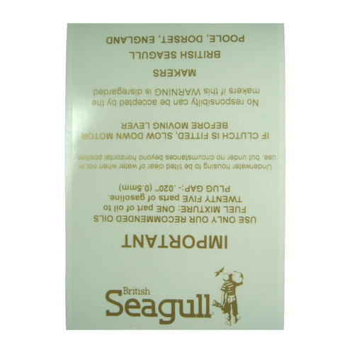 British Seagull Outboard Fuel Tank Label - 25:1 Fuel Mix