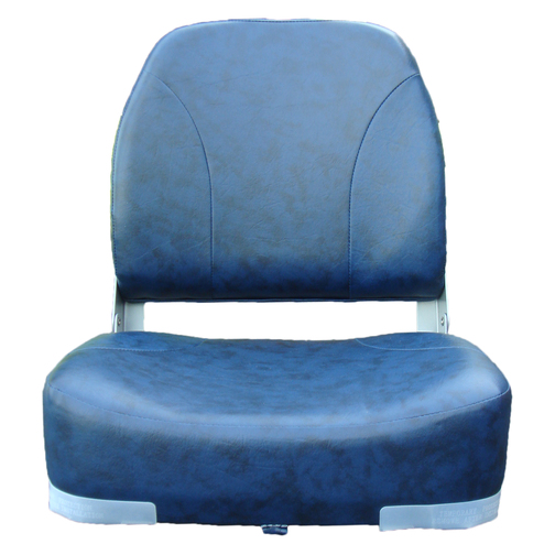 Costway High Back Folding Boat Seats w/ Blue White Sponge Cushion & Flexible Hinges