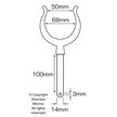 Rowlock Measurement Diagram 14x64mm