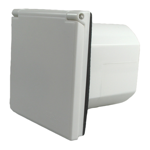 Mains IP44 3 Pin Recessed Plug - White