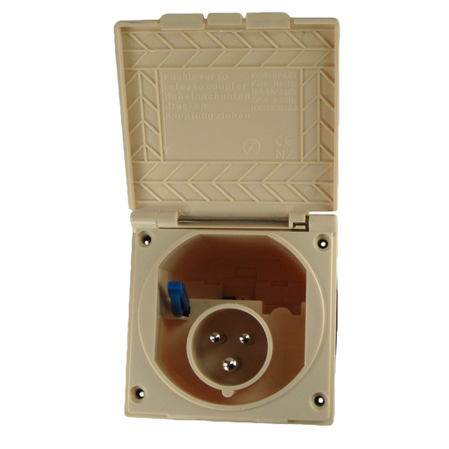 Mains IP44 3 Pin Recessed Plug - Beige