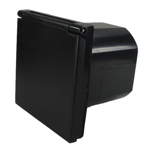 Mains IP44 3 Pin Recessed Plug - Black