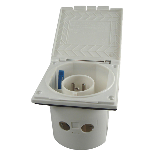 Mains IP44 3 Pin Recessed Plug - White