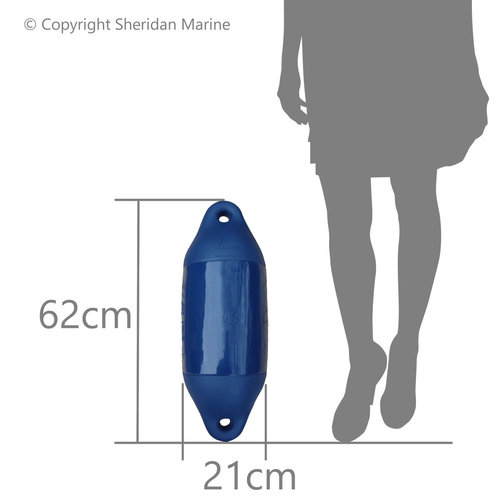 Plastimo 62 x 21cm Fenders with Rope Size Diagram