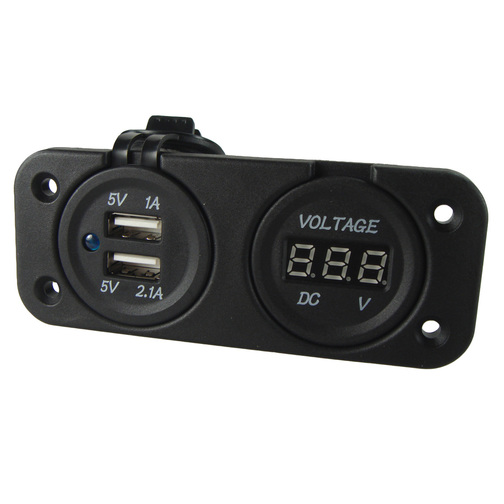 Recessed Dual USB Socket with Volt Meter