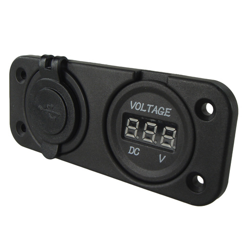 Recessed Dual USB Socket with Volt Meter
