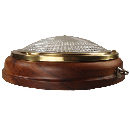 Pactrade Marine 4 Pack RV Boat Ceiling Dome Light PC Lens Brass Ring Teak Base 15W