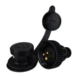 Black Plastic Waterproof 3 amp Plug & Socket - 3 Pin