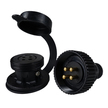 Black Plastic Waterproof 3 amp Plug & Socket - 4 Pin