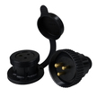 Black Plastic Waterproof 5 amp Plug & Socket - 3 Pin