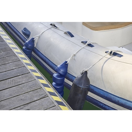 Plastimo Articulated Boat Fenders Protecting a Dinghy verses a Straight Fender - see the difference!