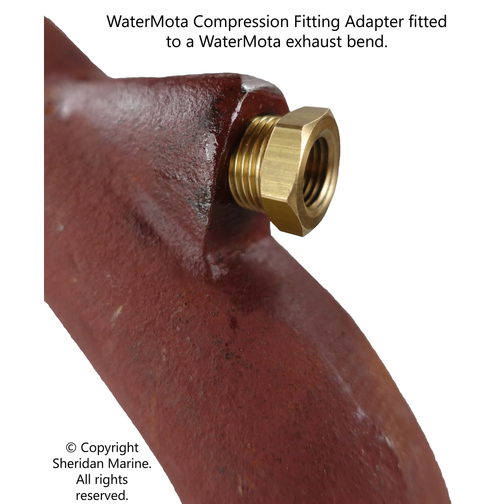 WaterMota Compression Fitting Pipe Connector Adapter fitted to an Exhaust Bend