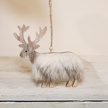 Faux Fur Wooden Reindeer Christmas Hanger