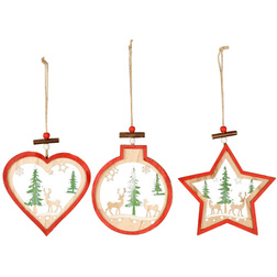 Festive Christmas Scene Wooden Hanger Set