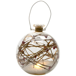 LED Snow-filled Berry Twig Christmas Bauble