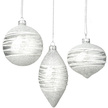 Silver Swirl Glitter Glass Christmas Bauble Set