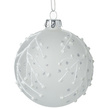 White Leaf Frosted Glass Christmas Bauble