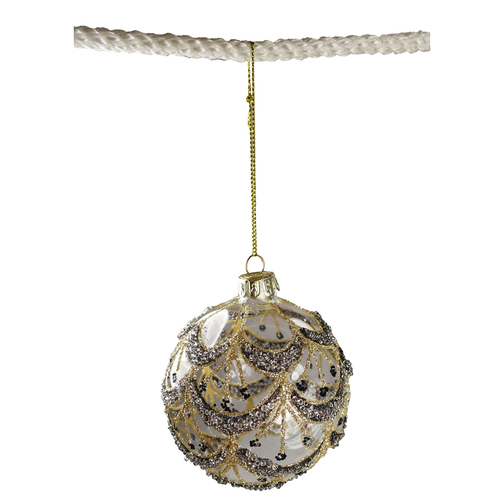 Black and Gold Chandelier Glass Christmas Bauble Hanging