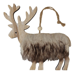 Faux Fur Wooden Reindeer Christmas Hanger