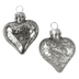 Mottled Silver Heart Glass Christmas Bauble Set