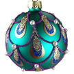 Peacock Pearl Glass Christmas Bauble Close Up