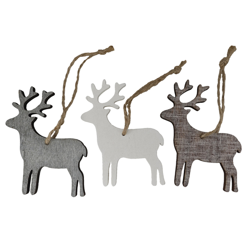 Wooden Reindeer Christmas Hanger Set