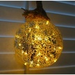 LED Mottled Glass Christmas Bauble with Hemp Rope LED Lights On