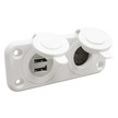 Recessed Mount Dual USB & 12 Volt Socket White