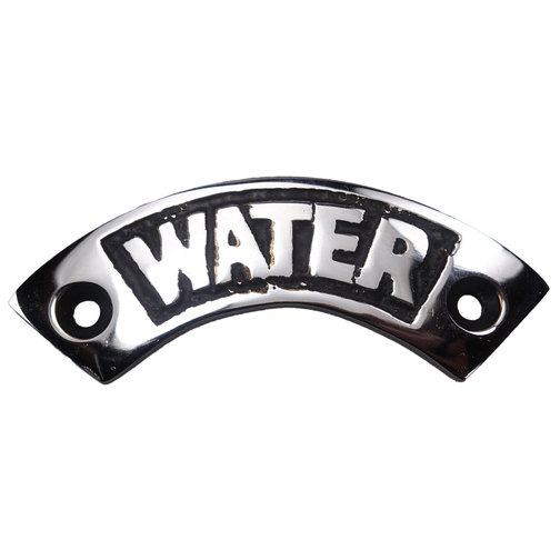Curved Chrome Water Name Plate with Black Background