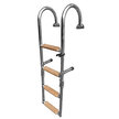 Crooked Folding Stainless Steel with Teak Step Boarding Ladder - 4 Step