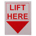 Lift Here Label - Red Letters on White