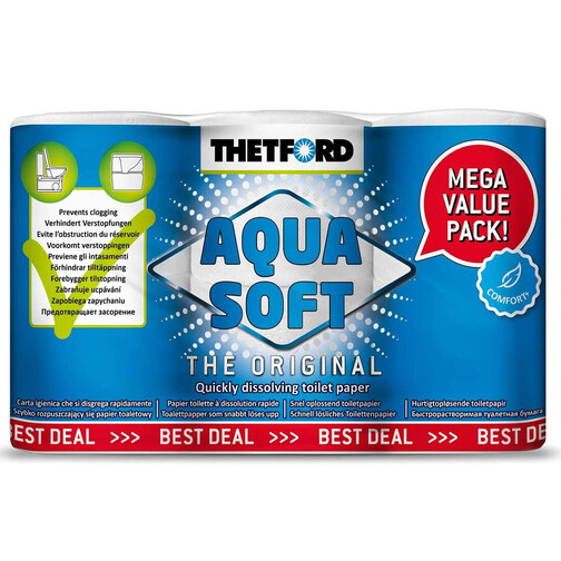 Thetford Aqua Soft Toilet Paper - 6 Rolls
