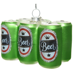 Beer Cans Glass Christmas Bauble