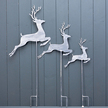Prancing Metal Reindeer Garden Set - Silver