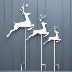 Prancing Metal Reindeer Garden Set - White