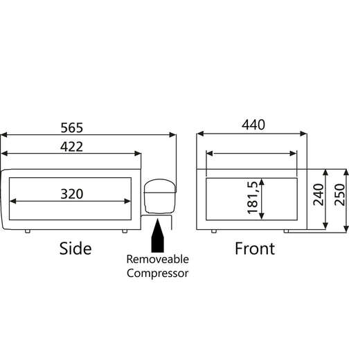 Dometic Coolmatic CD 20 Drawer Refrigerator Measurements Diagram