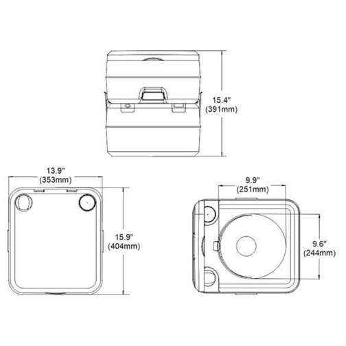 Seaflo PT2002 Portable Toilet Measurements