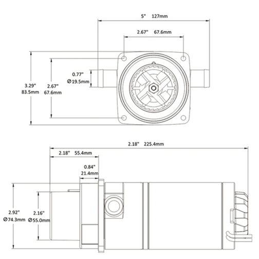 Seaflo Marine Toilet Flush Pump & Macerator Measurements