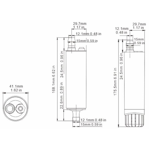 Seaflo Submersible & Inline Pump with Crocodile Clips Measurements