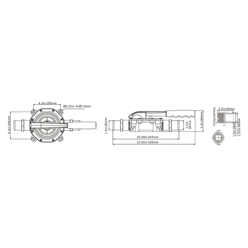 Seaflo Fixed Handle 38mm (1 1/2") Manual Bilge Pump