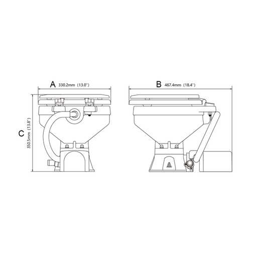 SeaFlo Compact Bowl Electric Toilet Measurements